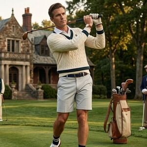 TailorByrd Collection Light Grey Performance Golf Shorts Size 33 Preppy Luxury